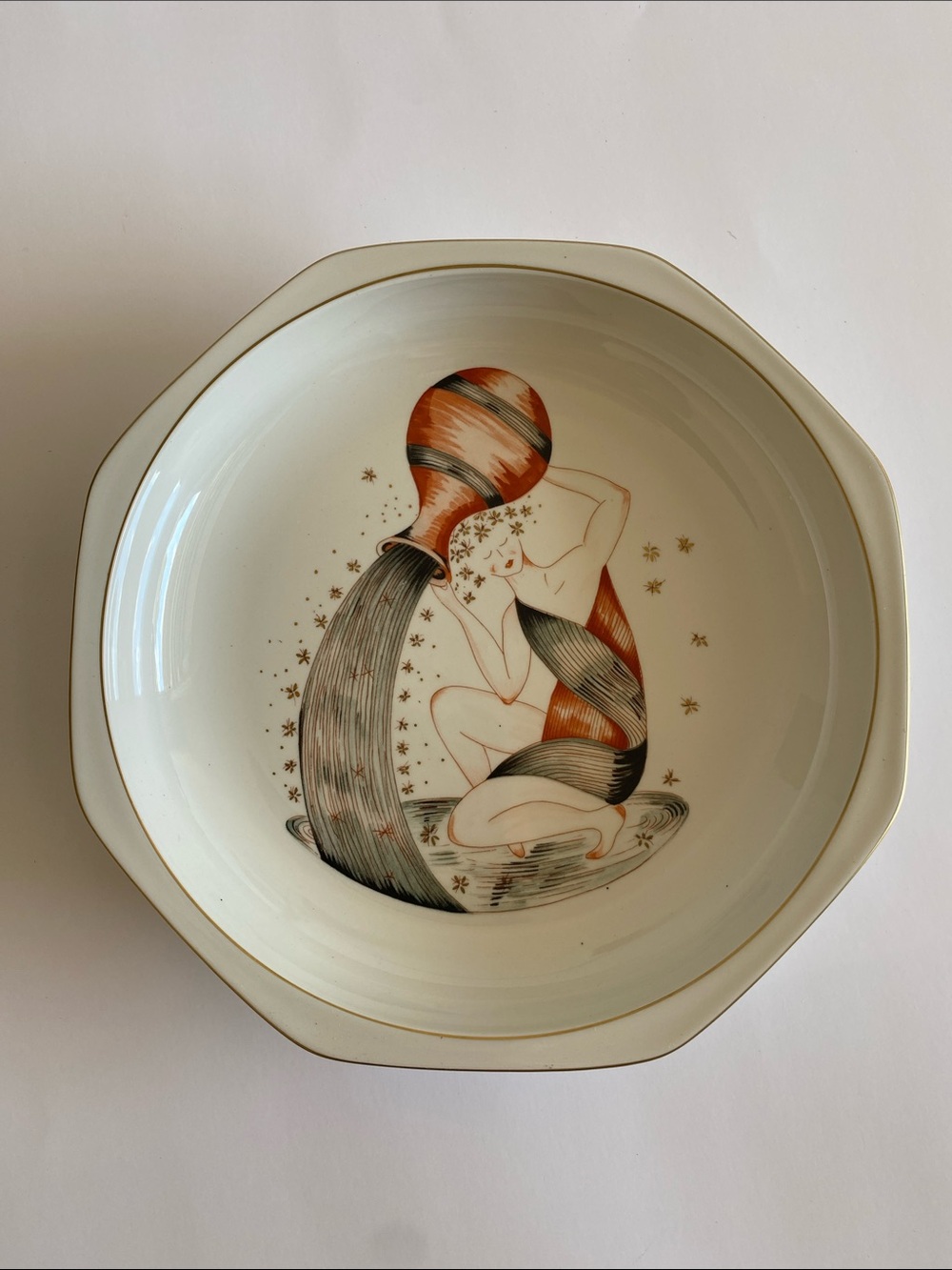 Villeroy & Boch Ceramic Bowl with Orange and Black Maiden Motif